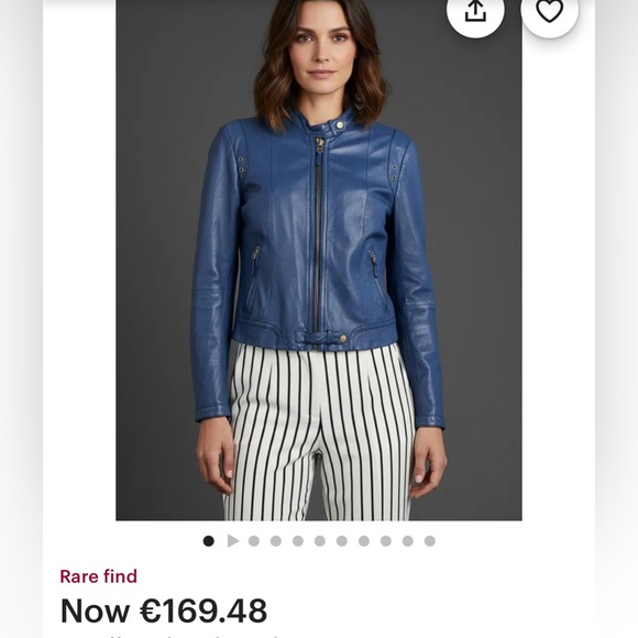 Massimo Dutti Jackets & Blazers - Massimo Dutti Blue Leather Biker-Style Jacket